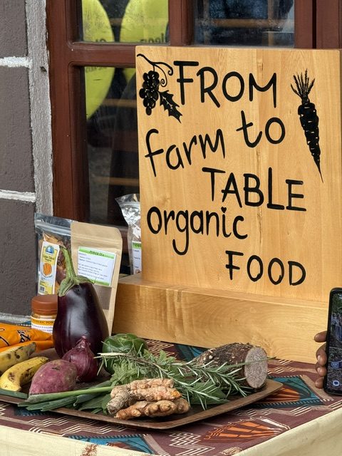 Handgemaltes Schild: From Farm to Table, Organic Food
